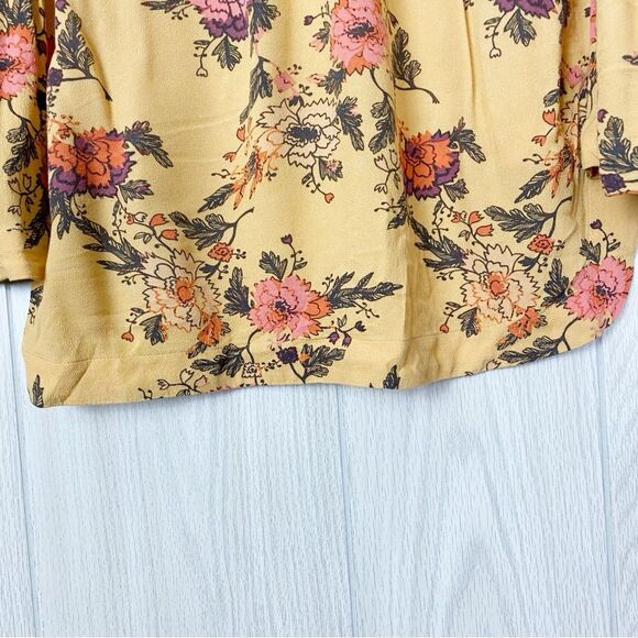Free People | Marigold Yellow Floral Bell Sleeve Tunic Size Small - Picture 8 of 14